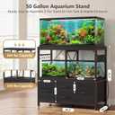 Heybly 40-50 Gal Fish Tank Stand with Drawer, Power Outlet, Black HAS004BK