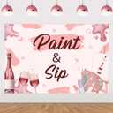 Paint and Sip Party Decorations Backdrop Painting Graffiti Champagne Rose Birthday Photography Background for Adults Date Night Partys Supplies Paint and Sip Ideas Party Sign Photo Booth Props, 5*3