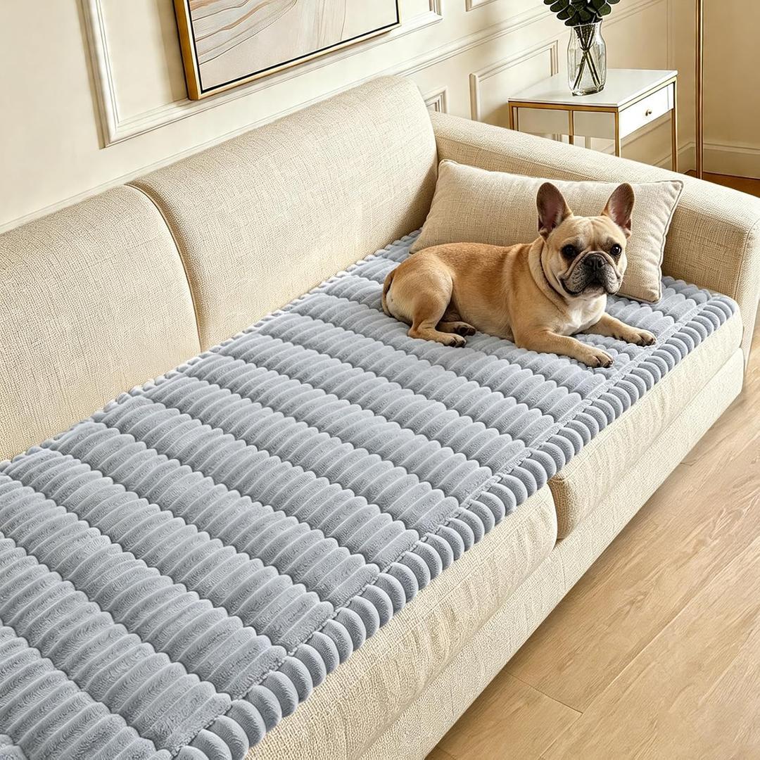Couch Cover for Dogs Washable,Non Slip Fuzzy Durable Couch Covers for 3 Cushion Sofa Pet Friendly Sofa Cover Dog Thick Soft Slipcovers Protector Couches Mat Bed (Light Grey 27.6 " x 70.9"/70 x 180cm)