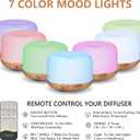 Oil Diffuser, 500ml Essential Oil Diffusers with 2 Mist Mode 4 Timers＆7 Ambient Light Waterless Auto Off, Diffusers Large Room Home Office