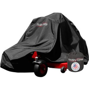Tough Cover Zero Turn Mower Cover - 600D Fabric, Black - Waterproof UV Defense & Wind Resistance for Outdoor Use - Heavy-Duty Waterproof Cover for Tractor - Drawstring Strap for Zero Turn Lawn Mower