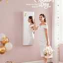 SONGMICS Hanging Jewelry Cabinet, Wall-Mounted Cabinet with LED Interior Lights, Door-Mounted Jewelry Organizer, Full-Length Mirror, Gift Idea, White UJJC99WT