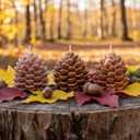 Scented Pine Cone Candle Set of 3  Rustic Fall Decor, Handmade Soy Wax Candles, Autumn Thanksgiving Christmas Decorations & Holiday Centerpieces