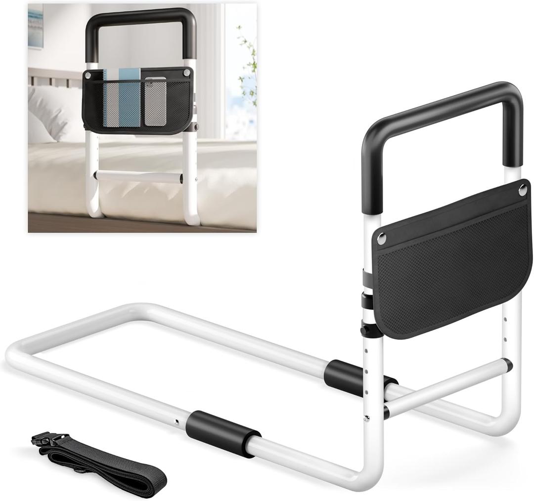 Adjustable Bed Rail for Elderly Adults: Bedside Support for Seniors, Fits KingQueenFullTwin, Heavy-Duty Medical Device for Home and Hospital Use, 300 lb Capacity