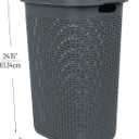 Mind Reader Slim Laundry Hamper with Lid, 60L Tall Clothes Basket, Narrow Tapered Design for Bathrooms, Closets and Laundry Rooms, Plastic, Gray, 1 Piece
