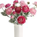 IPOPU Fake Peonies Artificial Ranunculus Flowers 6pcs 18Heads Pink Flowers Combo Hot Pink Silk Flowers 20.47" Artificial Flowers Bulk for Faux Floral Arrangements Home Table Decor (Multi-Pink)
