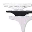 Calvin Klein Women's Carousel Logo Cotton Stretch Thong Panties, 3 Pack (X-Large, Black / Orchid Petal / Reflected Logo_white/Orchid Petal)