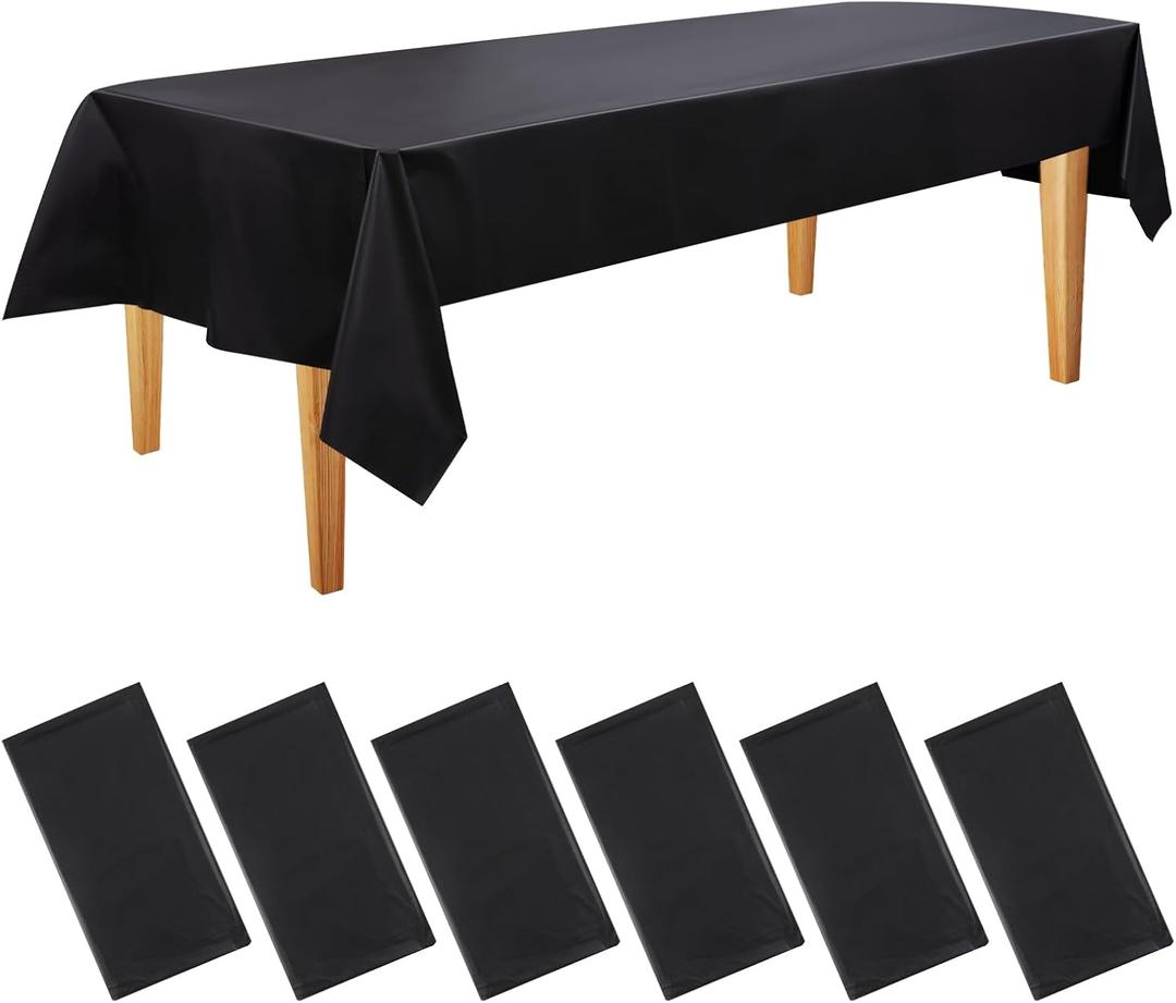 Table Cover Pack of 6 - Rectangular - Black (Rectangular 54" x 108")