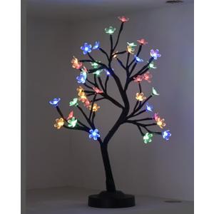 17Inch Cherry Blossom Tree Light, 40LED Lighted Tabletop Artificial Bonsai Tree Lamp with USB Plug or Battery Operated for Home Room Office Party Wedding Christmas Decoration (Multicolor)