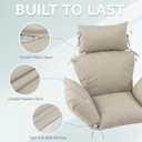 Outdoor Egg Chair Cushion with 8 Securing Straps, Water-Repellent & Fade-Resistant, Removable Cover, Replacement Cushion for Most Single Hanging Swing Egg Chairs Cream
