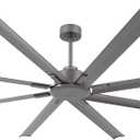 96" Ceiling Fan No Light, Reversible DC Motor, 6 Speed Remote Control, Industrial 9 Aluminum Blades with 3 Downrods for Home or Commercial, Living Room/Warehouse Charcoal Grey