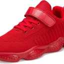 Casbeam Kids Breathable Sneakers Mesh Lightweight Easy Walk Casual Sport Strap Athletic Running Shoes for Boys Girls 050 All Red 28