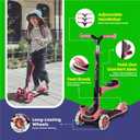 3 Wheel Scooter for Kids with Foldable Seat, Adjustable Handlebar Height, Lean-to-Steer Ride On Toy for Kids Ages 2+, Light-Up LED Wheels, Wide Anti Slip Deck, Indoor & Outdoor Use