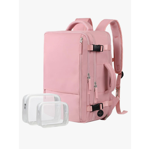 Hanples Carry On Travel Backpack for Women, Large 40L Person Item Luggage Backpack,17inch Laptop Backpack TSA Flight Approved, Travel Essentials Casual Daypack with 2 Toiletry Bag XL