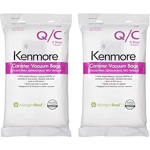 Kenmore 53292 Type Q HEPA Replacement Dust Bags for Canister Vacuum 81214, 81414, 81714, 21814, BC2005, BC3005, 81615, BC7005, 6 Count (Pack of 2)