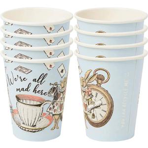 Talking Tables 8 x Blue Alice in Wonderland Paper Disposable Cups | Mad Hatter Themed Party Supplies for Afternoon Tea Party, Onederland Birthday, Mother's Day, Baby Shower, 100% Recyclable