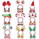 MGparty Christmas Photo Booth Props Headbands and Glasses,18 Pack Christmas Accessories Set with Funny Reindeer Santa Snowman Glasses & Head Boppers for Kids Adults Family Holiday Party Favors