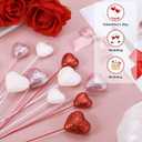MECCANIXITY 24 Pcs Glitter Heart Shaped Picks Puffy Foam Hearts Floral Sparkly Stick for Valentine's Day Wedding Decor Home Vase Supplies Flower Arrangements Crafts (Red/Pink, 4cm x 22cm)