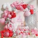 140Pcs Christmas Balloon Garland Arch Kit - Red Pink Candy Cane Balloons Sweet Lollipop Foil Balloon for Christmas New Year Birthday Xmas Holiday Party Decorations