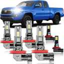 for Toyota Tacoma 2016-2023 FOG Lights Bulbs Combo, 4pcs Super Bright White Dual Beam and Fog Lights Blubs Package, 1:1 Size as Stock Bulbs, Plug and Play