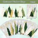 Whaline 9 Sheets Christmas Window Clings Window Decals White Green Gold Xmas Tree Snowflake Reusable Anti-Collision Windows Decor for Winter Home Glass Mirror Decor