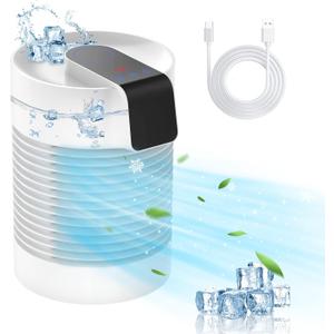Portable Air Conditioner Fan, Portable AC & Humidifier with 3-Speed, AC Unit 360° Auto Oscillation Mini Air Conditioner Quite Personal Air Conditioner Evaporative Air Cooler for Room Car Camping ..., 5.51 inches x 5.51 inches x 8.6 inches