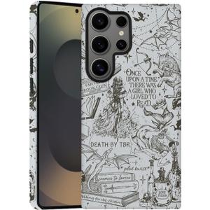 Case for Samsung Galaxy S25 Ultra, Dragon Book Dark Academia Aesthetic Phone Case Military - Grade Drop Protection Cover for Women Girl - Frosted