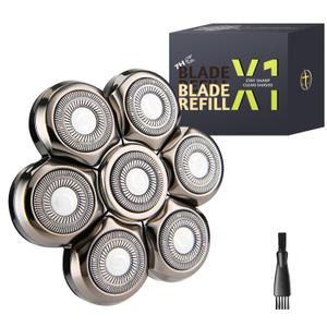 Magnetic Electric Razor Replacement Blades, 7D Floating Heads Wet Dry Beard Shaver Replacement Blade for Bald Men compatible with SHPAVVER, E-Hunter Electric Shavers