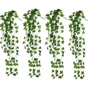 4 Bunchs Artificial Plants Hanging Ivy Garland Fake Vines Leaves Greenery Decoration for Home Decoration Wedding Wall Outdoor Garden Party Bar Garland Outside Decor