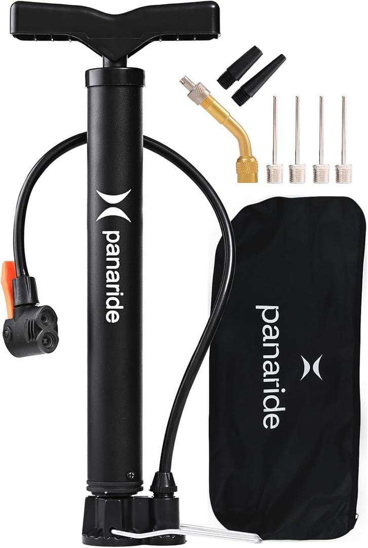 Bike Pump Floor, Advanced Bike Tire Inflator, Bicycle Hand Air Pump with Dual Presta and Schrader Valves, Handheld Bike Pump, Suitable for Road and Mountain Bikes, Baby Stroller, Balls