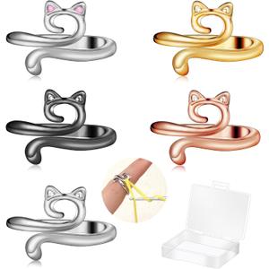 5 Pcs Crochet Ring, Adjustable Crochet Tension Rings, Yarn Ring for Finger Knitting Loop Accessories Tools, Yarn Rings for Women, Mother, Grandma