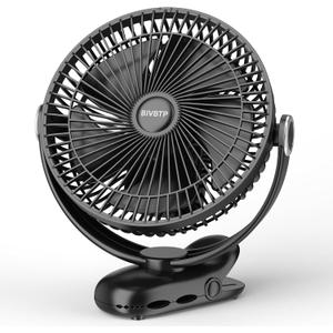 12000mAh Clip on Fan 30H Longest Runtime, 8in Portable Fan Rechargeable, Ultra Quiet with Heavy-Duty Clamp, USB Desk Fans for Golf Cart,Office Desk, Treadmill, Camping, Bedroom (Classic Black)