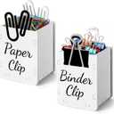 2 x Sherr 2 Pcs Paper Clip Holder and Binder Clip Holder Set Wooden Clips Dispenser and Binder Dispenser Organizer for Desk, Cute Office Push Pins Holders Office Supplies