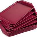 Plastic Fast Food Tray,16.7 by 11.8-Inch,Set of 12 (Wine Red)