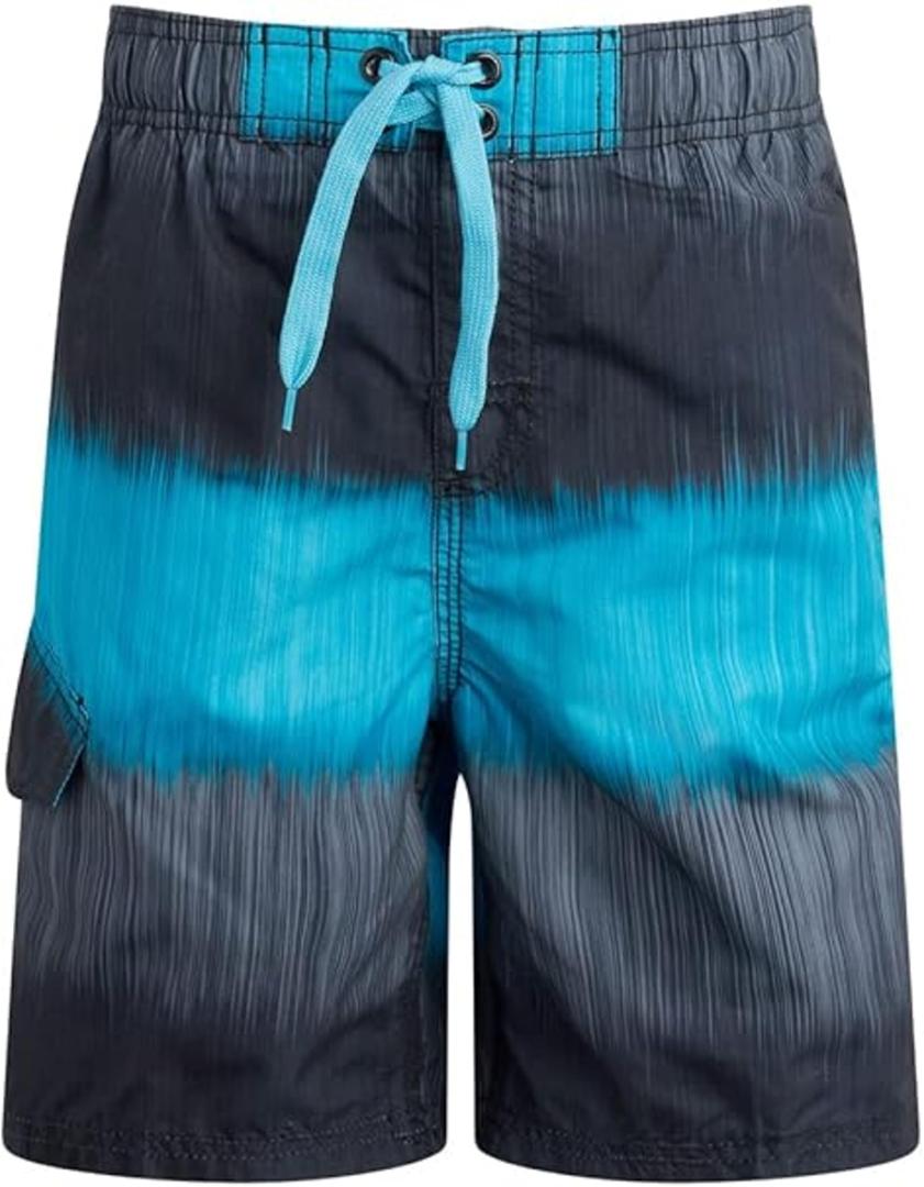Kanu Surf Men's Mirage Swim Trunks (Regular & Extended Sizes), Zipline Black/ Aqua, 8
