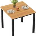 Need Small Square Dining Table- 31-1/2'' Sturdy and Heavy Duty Writing Desk for Small Spaces and Writing Table Desk, Teak Color Desktop & Black Frame AC3BB(8080) Breakroom Table (31.5x31.5 inch, Teak & Black Frame)