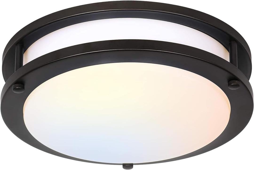 Hykolity 13 inch Flush Mount LED Ceiling Light Fixture, 2700K/3000K/3500K/4000K/5000K Adjustable Ceiling Lights, Oil Rubbed Bronze Saturn Dimmable Lighting for Hallway Bathroom or Kitchen, ETL Listed