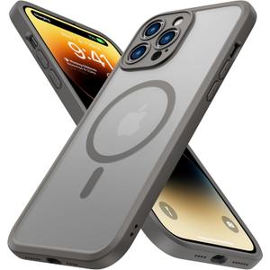 ImpactStrong Magnetic Guard Designed for iPhone 14 Pro Max Case [Camera Protection] [Military Grade Drop Tested] [Compatible with MagSafe] Slim Translucent Matte Phone Case (6.7") - Gray