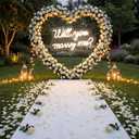 Breling 6.6ft Large Metal Heart Arch Stand and Will You Marry Me LED Neon Light Sign Backdrop for Outdoor Proposal Wedding Engagement Bridal Valentine and Birthday Party Decor(White)