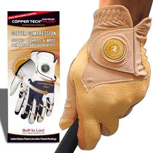 Copper Tech Men’s Golf Gloves - Joint Support for Golfers with Copper Compression - 100% AAA Synthetic Leather - Built for Comfort & Joint-Friendly - Golf Gloves Men Both Handed Golfers (2nd Gen)