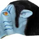 Carnavalife Blue Alien Avatar Latex Mask Jake with Braids and Ears, Sci-Fi Costume for Sully Adults, Halloween & Cosplay