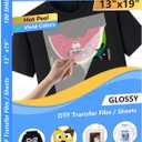 DTF Transfer Film 13"x19" 110 Single-Sided Thick Matte Pretreat Sheets | Hot&Cold Peel,PET Heat Transfer Paper for DTF Inkjet Printers Direct Print on T-Shirts and All Color Fabrics, Wash Durable