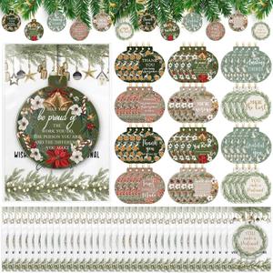 Heigble 48 Sets Christmas Scented Sachets Gifts Bulk Christmas Ornaments for Employee Coworker Inspirational Hanging Tree Decorations Thank You Gift with Cards Bags for Staff Team Office School Party