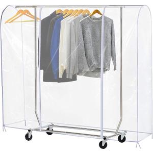 Ruibo Clear Garment Rack Cover Dustproof Clothes Rack Cover with 2 Durable Zipper/Clothing Waterproof Protector (L:71x20x60 inch)