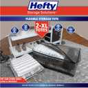 Hefty Storage Bags Extra Large Double Zipper Backpack, Heavy Duty Water Resistant Moving Totes with Shoulder Straps, Foldable Reusable Packing Organizers, 2 Pack (X-Large Black)