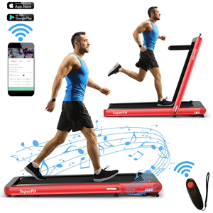SuperFit 4.75HP 2 In 1 Folding Treadmill W/Remote APP Control Red