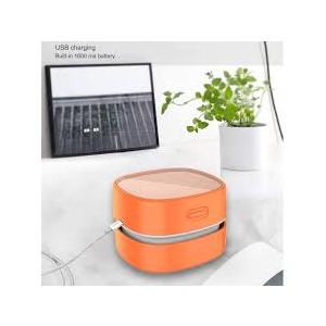 ODISTAR Desktop Vacuum Cleaner,Mini Table dust Sweeper Energy Saving with auto PowerOff Function,High Endurance up to 400 mins,Cordless&360º Rotatable Design for Keyboard/Office(Orange Charging)