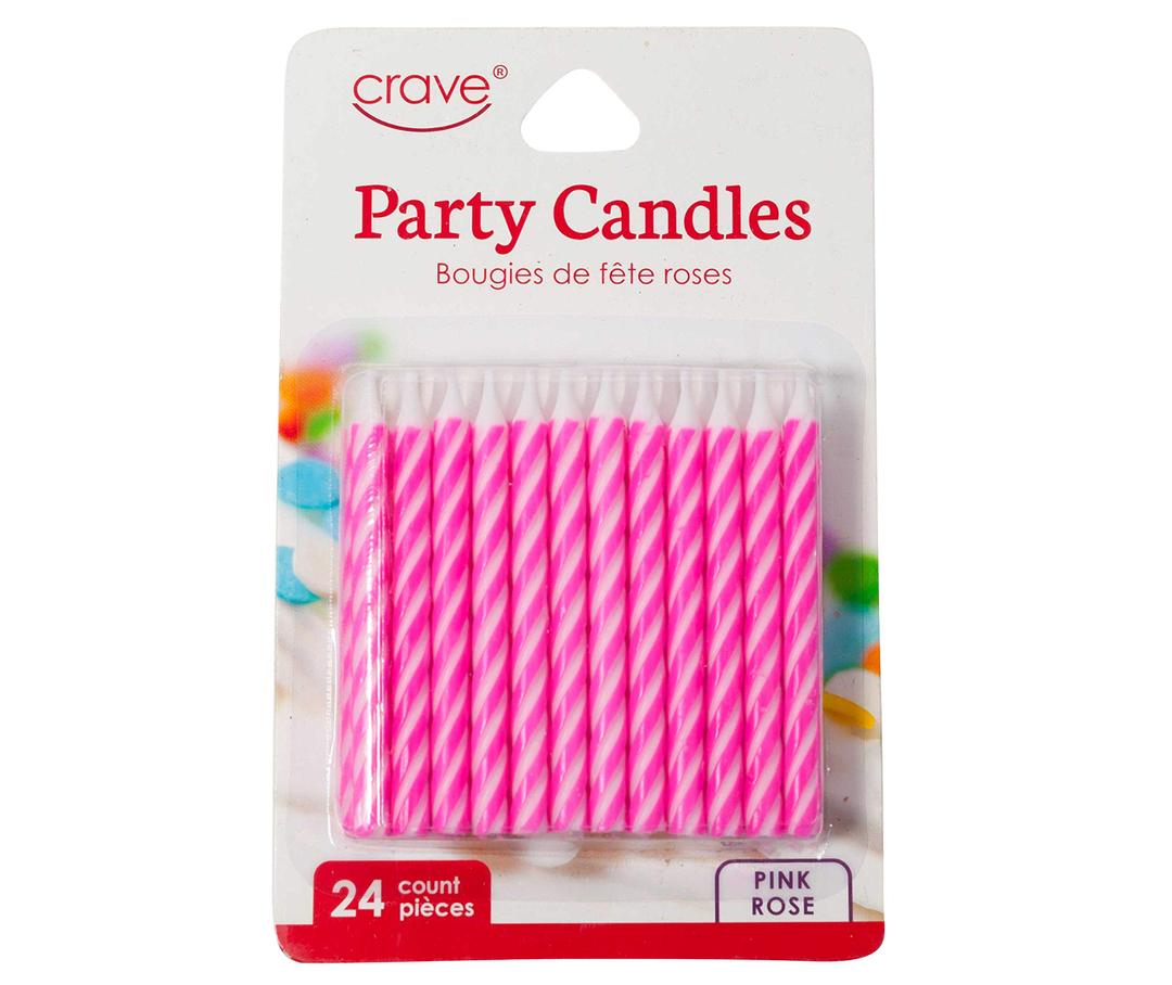 4 x Jacent Classic Striped Spiral Birthday Candles Party Supplies, 24 Count Per Pack, 1-Pack Pink