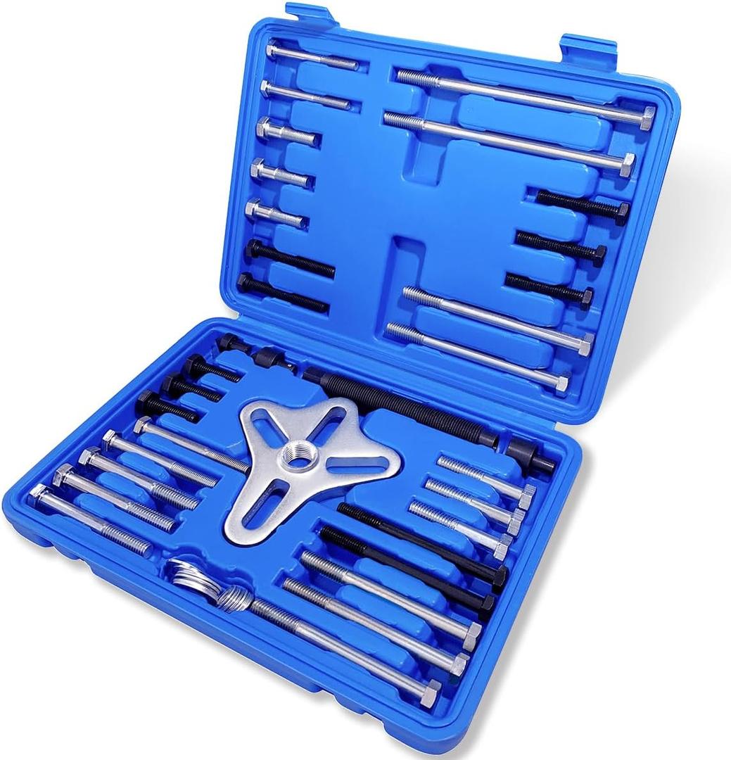 Thorstone 46pcs Harmonic Balancer Puller Set, Steering Wheel Flywheel Crankshaft Pulley Puller