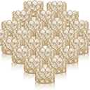 VINCIGANT Crystal Gold Votives Candle Holder Elegant Decorative Tealight Candle Holders for Weddings,Parties,Chirstmas,Gifts,Home Decor,Set of 24